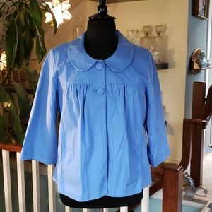 Avenue Womens Swing Hem Powder Blue Peter Pan Collar Jacket